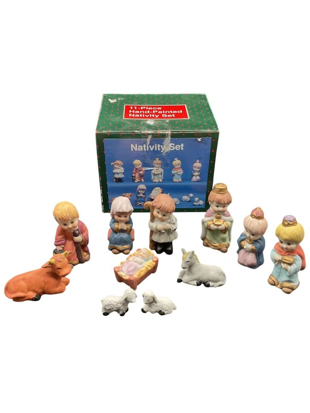 11-Piece Hand-Painted Nativity Set With Adorable Figurines For Christmas Decor